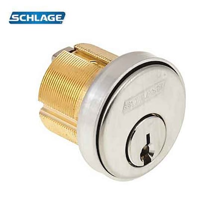 Schlage 20-001-C123-626 1-1/4"  Mortise Cylinder with Straight Cam in C123 Keyway, 626 - Satin Chro SCH-20-001C123114-626